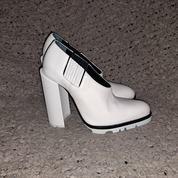 JIL SANDER-Sandy Sport-Off White Leather Booties/Pumps-Gusset-Sz 35-Near Mint - Picture 5 of 9